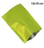 100 PCS 12x18 cm Fluz de aluminio verde bolsas de embalaje abiertos de alimentos Vacuos Mylar Mylar Boletería Café de café sellado Polvo ST5697441