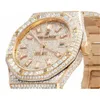 Tasarımcı Mens 41mm Audemar Pigue Watch Royal Oak APS Fabrikası 18K Gül Altın Band Vs Diamond