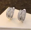 Ins sprzedaż biżuterii mody 925 Sterling Silver Pave White Sapphire CZ Diamond Stones Party Women Kobiet klip ślubny Earrin1867921