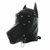 Masquerade Kostümhund Puppy Headmaske mit Kragen Full Face Hood Party Cosplay Mund Gag Choker Reißverschluss Muzzel Set4353041