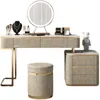 Modern Solid Makeup Tabell 2023 Ny Simple Dressing Bedroom Wood Light LuxuryTable Nordic Stol med LED -spegel lyxmöbler