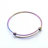 20pcs/lot 316 Stainless Steel DIY Charm Bangle 50-65mm Jewelry Finding Expandable Adjustable Wire Bracelet Wholesale 240408