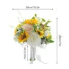 Decoratieve bloemen kunstmatige natuurlijke roos zonnebloem simulatie mariage boeketten bruidsmeisje bruid met bloem huwelijkshuis feest decor