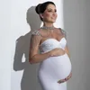 Берродные платья для беременных фотосъемка реквизита на плече на плече жемчужное аксессуары из хрустания кристалл беременная женская ювелирная вечеринка на вечеринке на 240412