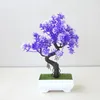 Искусственные пластиковые растения Bonsai маленький дерево горшок с горшками цветочный сад фальшивый растительный расположение украшения комната для дома Украшение Y240408