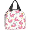 Pink Flamingo Lunch Bag Reusable,Zipper Closure Leakproof Insulated Lunch Box Cooler Tote Bag Food Container Snack Bag