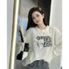 Women's Knits & Tees Mm Family Spring/summer Heavy Industry Nail Bead Letter Bow Tie White Particle Ball Long Sleeved Sweater Knitwear