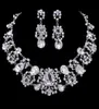 Floral Diamond Wedding Costume Necklace Earring 1Set Crystal Rhinestone Alloy Bridal Frontlet8017712