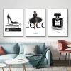 Moderne luxe parfum vrouw poster aangepaste naam canvas schilderij muur kunst foto's gepersonaliseerde geschenken voor dochter meisje kamer decor