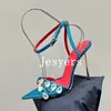 Dress Shoes Women Pointed Toe Genuine Leather Sandals Rhinestone Decoration Thin High Heels Ankle Strap Sandalias Summer Party