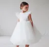 Girl039s Dresses Ins Boho Child Girls White Bridesmaid Dress For Kids Flutter Sleeve Mesh Tulle Princess Flower Clothing Weddin6307561