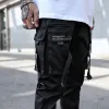 Pants Efungal Men Ribbons Cargo Pants Black Pocket Casual Streetwear 2020 Harem Joggers Hip Hop Trousers Haruku Sweatpants