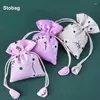 Enveloppe-cadeau stobag 50pcs en gros petit coton lin lin sac à cordon sachet bijoux paquet de rangement de rangement poche