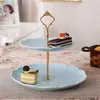 Plates 2 Tier Cake Stand Afternoon Tea Wedding Party Tableware Bakeware Ceramic Plate Dessert Fruit Decorating Tools