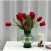 Fleurs décoratives 10pcs Tulip Artificiel Flower Real Touch Bouquet pe faux pour décoration de mariage DÉCOR DÉCORD DE JARDIN 35CM