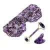 Amethyst Jade Roller Sleep Eye Mask Gua Sha Set Natural Purple Crystals Stone Cold Therapy Eyes Curtain Beauty Massage Tools