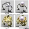 إعدادات المجوهرات خاتم اللؤلؤ 925 Sier 6 Styles DIY للنساء بحجم قابل للتعديل بيان الهدية إسقاط تسليم DHMA1