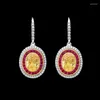 Boucles d'oreilles étalons européens et américains jaunes diamant ovale 925 argent incrusté de diamants à haute teneur en carbone haut de gamme polyvalent