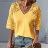 Chemises de chemisiers pour femmes Blouse d'été Vêtements Femmes T-shirt d'été Couleur en V V