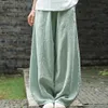Panton de coton de coton printemps Bloores de jambe large pantalon femmes vintage pleine longueur