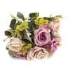 Flores decorativas Casamento Bridal European Artificial Rose Leaf Bouquet Party Decal