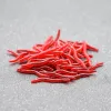 100pcs Vers de boue rouge à la perméation Lure de terre de terre de terre de terre de pêche hivernale Silicone artificiel appât de crevettes de poisson additif basse carpe pesca