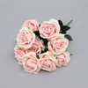 Decoratieve bloemen Wedding Bridal Floral 10 Heads Artificial Roses Bundel Silk Fake Home Living Room Decoratie Simulatie Bloem Rode Rose