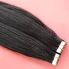 لحمة الجلد ، الشعر الماليزي ، شريط الشعر البشري المستقيم في امتدادات الشعر 40 قطعة لكل حزمة 8-30 بوصات بنية أسود