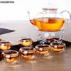 Teaware sätter kinesiska drycker te borosilikat glas uppvärmd tekanna 600 ml med filter dubbel/enkel kopp transparent kontor hem