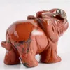 Dekorativa figurer Natural Red Jasper Elephant Quartz Crystals Carved Gemstone Animals Reiki Healing Stones Home Decoration