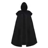 Médiévale Cape à capuche Men des femmes Femme Renaissance Gothic Fantasy Wizard Devil Black Cloak Whitch Cap Cosplay Halloween Adult Costume