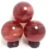 Decorative Figurines MOKAGY 8cm-9cm Red Smelting Quartz Stone Polished Crystal Ball Sphere For Healing 1pc