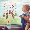 Mobile# Baby Christmas Bell Bell Crib Mobile Toy Cots Projekcja niemowlę drewniane zabawkowe zwierzęta wisiorek obrotowe grzechotki muzyczne prezent Y240412