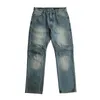 Herenbroek Amekaji-stijl retro driedimensionale snit rechte been denim mid-taist casual wasbeurt om oude lente en herfst te doen