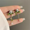 Boucles d'oreilles en peluche mignonne de bambou panda panda drop pour les femmes fleures fleuris