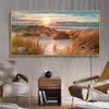 Beach Landscape Canvas Painting Indoor Decorations Wood Bridge Wall Art Pictures For Living Room Home Decor Sea Sunset Prints235l