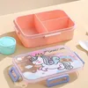 Geschirr 1200 ml süße Lunchbox für Kinder Mädchen Jungen mit 3 Fächern Bento Lunchbox School Kinder und Leckproof Kinder -Snackboxen