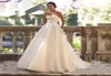 Strapless Light Champagne Lace Applique Crystals Wedding Dress with Color Aline Bridal Dress casamento vestido noiva curto2881811