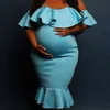 Maternity Dresses Ruffles Shoulderless Bodycon Dress Pregnant Woman Summer Maternity Robe Baby Shower Photoshoot Dresses Pregnancy Photo Session 240412