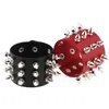 Bangle Punk Fashion Men Black Mankiet Skórzana bransoletka Breakband Metal Metal Noby Stud Charm z lat 80. Wrap For Women Rock Gothic Biżuteria