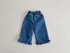 Pantolon Sonbahar Yeni Kız Kız Gevşek Pantolonlar Çocuk Denim Pantolon Moda Kızlar Kot Bebek Dantel Geniş Bacak Pantolon Çocuk Giysileri