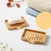 Bamboo Soap Dishes Eco -vriendelijke grote bar zeephouder voor zeep en spons, houten zeeplade met drainage natuurlijke zeepspaarder voor badkamer, keuken