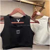 Kvinnors stickor Tees Croped Top T Shirts Women Tank Designer Embroidery Vest Sleeveless Breattable Sticked Plover Womens Sport Tops D DHY8W