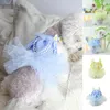 Dog Apparel Dresses Flower Decor Lace Multi-Layered Mesh Puppy Dress Sweet Snap-Button Kitten Dogs Sling For Daily Wear