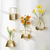 Placas decorativas Metal Prateleiras de flores douradas vaso hidroponia prateleiras de plantas penduradas na parede