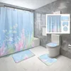 Tende per doccia per tende di lavanda viola colorate colorate piccoli freschi in poliestere di casa in poliestere e gancio non slip cinghia 4pcs 180 180 cm