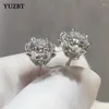 Boucles d'oreilles étalon yuzbt 18k plaque en or blanc total 4 ct Test de diamant coupé brillant passé d couleur Moissanite Snowflake Wedding Jewelry