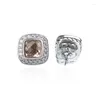 Stud Earrings Fashion Geometric Inlay Square Morganite Zircon 2024 Trends Earring For Women Elegant Jewelry Accessories