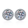 Boucles d'oreilles Sier S925 Classic Mens and Womens Four Boucles d'oreilles rondes à griffes One Carat Mosan Stone Oread Brings Femmes