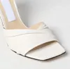 Marque parfaite Femmes Basil Sandals Chaussures plissées Luxe Nappa Le cuir en cuir talons hauts Modern Elegance Square Toe Dame Party Robe Gladiator Sandalias New